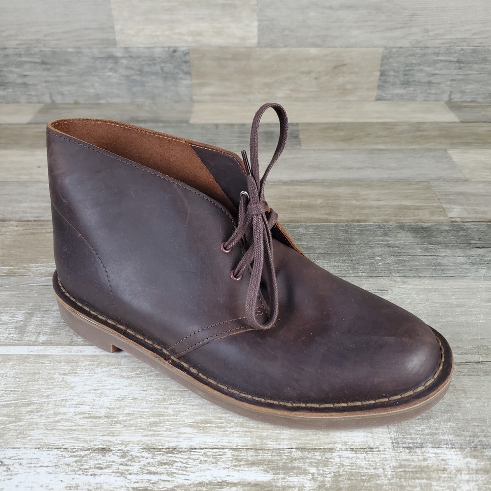 Clarks Collection Mens Shepton Boots Sz 8 Wide Beeswax Leather